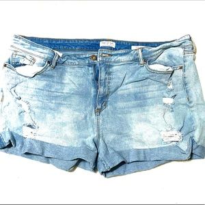 Light blue denim ripped shorts